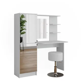 Vicco Schminktisch Jasmin, 123 x 141.2 cm mit Hocker, - Weiß