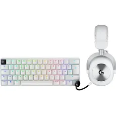 Logitech G PRO X 60 Lightspeed kabellose Gaming-Tastatur, Ultra-kompakte mechanische 60%-TKL-Tastatur für PC (QWERTZ DE) + PRO X 2 Lightspeed Wireless Gaming Headset - Weiß