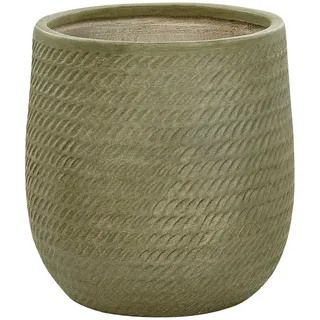 Beliani Blumentopf olivgrün rund 39/39/44 cm Livadia , Grün , Naturmaterialen , 44 cm , Dekoration, Blumen & Blumentöpfe, Übertöpfe