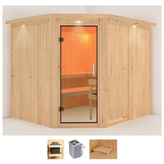 Bild von Sauna »Marit«, (Set), 9-kW-Ofen mit integrierter Steuerung beige