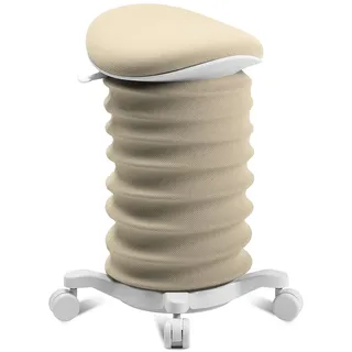 Topstar Sitness 4D mit Rollen - AGR-Zertifiziert Dynamischer Sitzhocker Papyrus - beige, ergonomischer Bürohocker - höhenverstellbar - stärkt den Rücken - entlastet die Bandscheiben