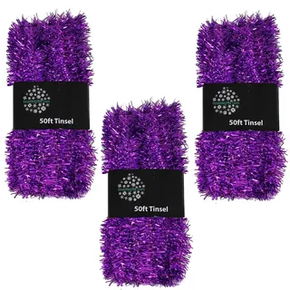 Weihnachtsbaum 3 Packungen 50ft x 3cm (150ft) Lametta Großartig Wert - Lila