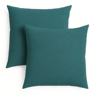 sleepling 2er Set Sofakissen 40x40 cm, Kissen, Petrol | Zier aus robustem Polsterstoff , 40 x 40 cm, Deko für Sofa, Couch , Polster, Made in EU, 2 Stück