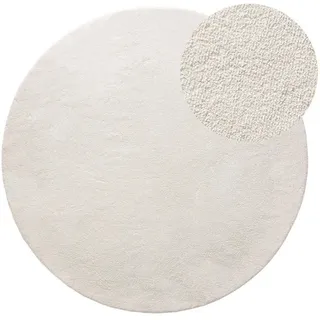 benuta Nest Hochflorteppich Melvin waschbar ø 250 cm rund , Creme , Kunststoff , Uni , Rund , 250x250 cm , Oeko-Tex® Standard 100 , für Fußbodenheizung geeignet, in verschiedenen Größen erhältlich, waschbar, pflegeleicht , Teppiche und Böden, Teppiche, Hochflorteppiche & Shaggys