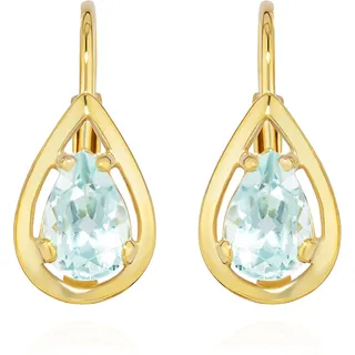 NKlaus Paar Brisur Ohrhänger echt Blautopas 333 Gelb Gold 8 Karat 14x6mm Damen Ohrringe 11916