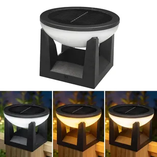 FEILEMAN Sockelleuchte außen Solar, IP65 LED Garten Pollerlampe, 1er Pack