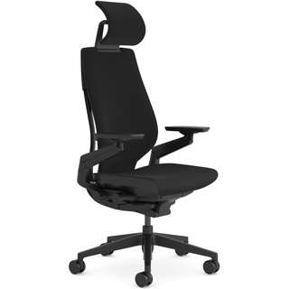 Steelcase Gesture Ergonomischer Bürostuhl mit 360° Armlehnen, 3D-Live Back Lumbalstütze, anpassbarer Kopfstütze Black/Schwarz