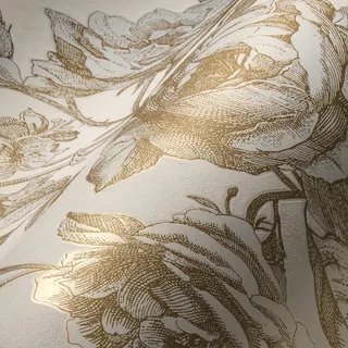 A.S. Création Livingwalls My Home My Spa Tapete Blumen Gold Beige Blumentapete Vintage 387003 Vliestapete 10,05x0,53m Made in Germany