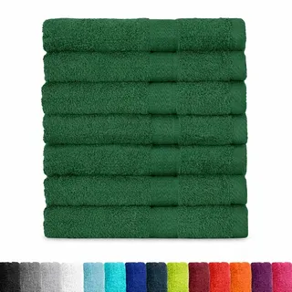 BaSaTex Baumwolle Handtuch, 8er Pack, 50x100 cm, Dunkelgrün