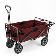 Mac Sports Collapsible Outdoor Utility Wagon with Folding Table and Drink Holders, Maroon