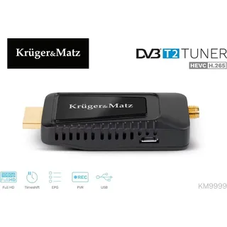 Krüger&Matz Kruger & Matz Dvb-t2 H.265 Hevc Km9999 Dvb-t-tuner - Black
