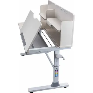 Interlink - Kinderschreibtisch – Mitwachsender Jugendschreibtisch - Ergonomischer Schülerschreibtisch - Höhenverstellbar & neigbar – mit Schublade, Buchstütze & Ablagen – Weiß – Sören
