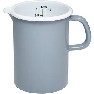 Riess, 0338-065, Küchenmaß Ø 10cm, PURE GREY, Emaille, Vol. (rec.): 1,0 Liter, Made in Österreich, LBH: 16,3x11,5x14,9cm, 0,436kg, Deckel, Induktionskocher kompatibel, Gasherd geeignet, Ofenfest