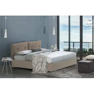 Talamo Italia - Doppelbett Morena, Bettkasten mit Kunstlederbezug, 100 % Made in Italy, Öffnung vorne, inklusive Matratze 160 x 200 cm, Taupe