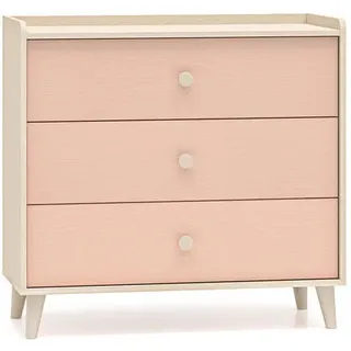furnlux Kommode Mevel 90 x 85 x 40 cm Rosa / Beige