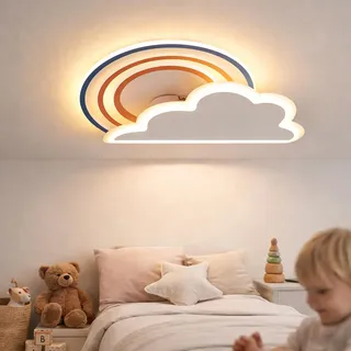 CURBEL Smart Kinderzimmer Lampe Decke with Matter, Kompatibel Mit HomeKit, Alexa, Google and IFTTT - Kinder Deckenlampe mit Fernbedienung, 28W 3360LM, ideal für Schlafzimmer