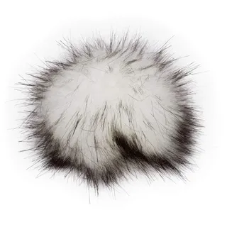 Unbekannt Fell Pompon mit Druckknopf White Black, 12-14 cm