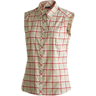 Maier Sports "Sana sleeveless" ärmellose Damen Bluse, sommerliches Blusen-Shirt, Karobluse, Reg. Fit, cappuccino