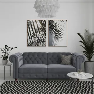 dorel home »Felix, Schlafsofa 236 cm, (Liegefläche 108x190cm), Rückenlehne« 3-fach verstellbar, Velours, Kunstleder, Luxus-Microfaser Vintage,