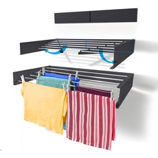 Step Up Wäscheständer - wandmontiert - ausziehbar - Wäscheständer klappbar, faltbar für drinnen oder draußen - platzsparendes, kompaktes Design, 25 kg Tragkraft, 6 m Leitung (100 cm - Grau)