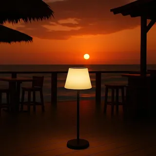 MeLiTec Solar-Leuchte, Solar-Stehlampe kabellos, 100cm, Akkubetrieb USB-C, Outdoor und Indoor, Farbwechsel-Funktion, auch als Tischlampe 60cm, SO50-1 - Weiß