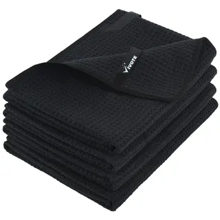 VIVOTE Mikrofasertücher Waffel Geschirrtücher Geschirrtücher für Küche Premium Küchentuch Tücher Hochsaugfähig & Langlebig Fusselfrei Geschirrtuch 50x70cm 4 Stück Schwarz