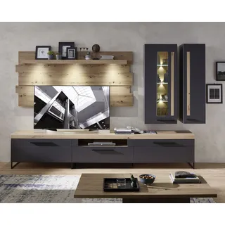 Innostyle Wohnwand »Loft Two, TOPSELLER!«, (5 St., TV-Wand), inkl. LED-Beleuchtung, grau