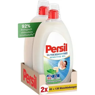 Persil Ultra Konzentrat Sensitive Gel (130 Waschladungen), Flüssigwaschmittel für Allergiker & Babys in kleinerer Flasche für weniger Plastik, entfernt hartnäckige Flecken, dermatologisch getestet