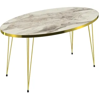 [en.casa] Couchtisch Skævinge 43x90x50cm Marmor, weiß Metall, 90x43x50 cm Wohnzimmer, Wohnzimmertische, Couchtische