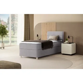 Stivoll Boxspringbett DONNA MINI - Bett mit Federkernmatratze Bett 100x200cm mit Topper Einzelbett - Grau (soro 90) - Grau
