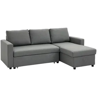 Homcom Ecksofa mit Schlaffunktion Stauraum Eckcouch mit Chaiselongue Schlafsofa L-Form , Hellgrau , Textil , Füllung: Schaumstoff,Schaumstoff , 211.5x146 cm , Wohnzimmer, Sofas & Couches, Wohnlandschaften, Ecksofas