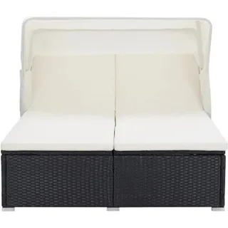 vidaXL 2-Personen-Sonnenliege mit Auflage Poly Rattan Schwarz - Schwarz