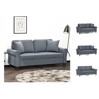 vidaXL 2-Sitzer-Sofa mit Zierkissen Dunkelgrau 140 cm Samt