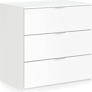 Schubladenblock Dantist, Moderne Kommode mit 3 Schubladen, Niedrige Kommode für Schlafzimmer, Mobil wöchentlich, 77x38h80 cm, Weiß - Weiß