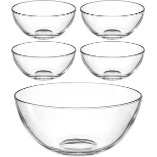LEONARDO Schale »Schalen-Set CUCINA, 5er Set, 4x Ø 14 cm & 1x Ø 28 cm« 5 Stk. aus Glas Spülmaschinengeeignet, farblos