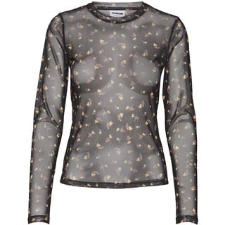 Noisy may A/S Damen Nmjudith L/S Mesh Top Bg Noos Langarmshirt, Black/Aop:flower, S EU