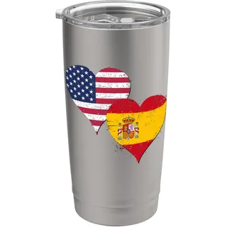Vintage USA Spanien Flagge für Spanische Amerikanische Fans Doppelwandiger Edelstahl-Thermobecher
