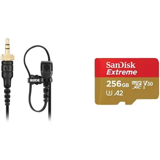 RØDE Lavalier II Hochwertiges Ansteckmikrofon für Broadcast & SanDisk Extreme microSDXC UHS-I Speicherkarte 256 GB + Adapter