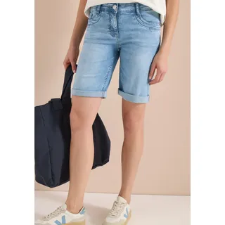 Shorts CECIL "Style Scarlett", Damen, Gr. 32, N-Gr, blau (authentic used wash), Denim/Jeans, Obermaterial: 78% Baumwolle, 20% Polyester, 2% Elasthan. Futter: 52% Polyester, 48% Baumwolle, unifarben, normal kniefrei, Hosen Shorts, im 5-Pocket-Style und mit Stretch