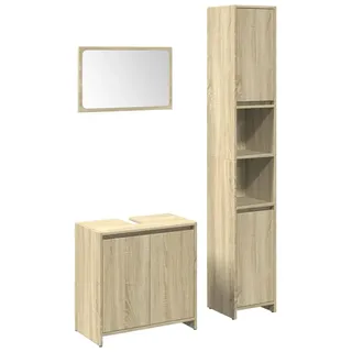 vidaXL 3-tlg. Badmöbel-Set Sonoma-Eiche Holzwerkstoff - Braun
