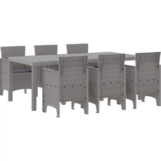 vidaXL Garten Essgruppe 7 pcs Hellgrau Polt Rattan - Hellgrau