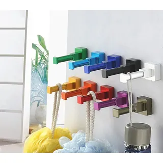 Set mit 10 Kleiderhaken (Aluminium, eckig, hellblau)