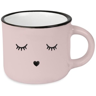 Espressotasse vintage| Mini Keramik Becher zum verschenken | 95 ml | Gesicht Frau, Rosa