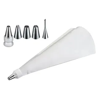 WESTMARK Maxi Steel Garnierset, 7tlg, Bestehend aus Spritzbeutel, Adapter und 5 Tüllen, 1 Set