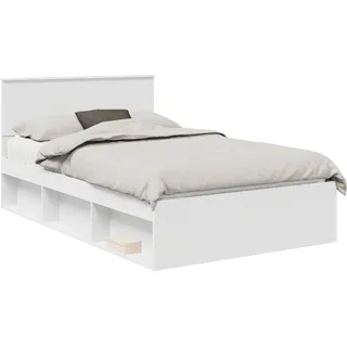 vidaXL Bettrahmen mit Kopfteil Weiß 120 x 190 cm Massives Kiefernholz - Weiß