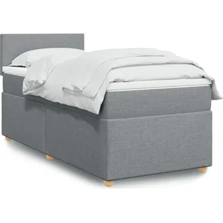 Langlebige Boxspringbett mit Matratze Hellgrau 90x200 cm Stoff Gästebett mit Lattenrost Möbel7662398 - Grau