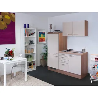 Flex-Well Küchenzeile Nepal 160 cm E-Geräte kaschmir glanz/eiche sonsma nachbildung