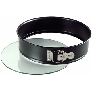 Original Kaiser Inspiration Springform mit Glasboden 28 cm rund, Backform mit Hebeboden, auslaufsichere Kuchenform, antihaftbeschichtet, schnittfest, servierfertig, Schwarz