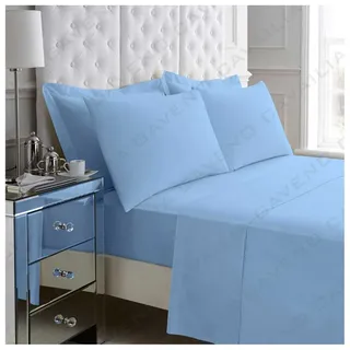 GC GAVENO CAVAILIA Gaveno Cavailia Bügelfreies Perkal-Bettlaken, Polyester-Baumwolle, Doppelbettgröße, Blau, Polybaumwolle, Doppelbett