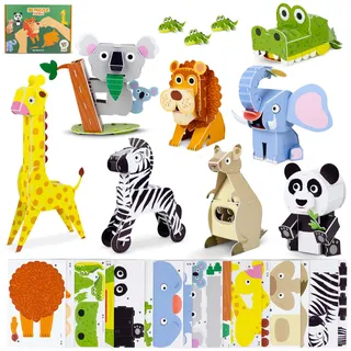 BONNYCO 3D Puzzle Kinder Spielzeug Paket 8. Puzzle 3D Tieren, Lernspielzeug Geschenke für Kinder. Puzzel Spielzeug Jungen Mädchen, Bastelset Geschenke für Jungs 6 7 8 9 10, Geburtstag, Weihnachten